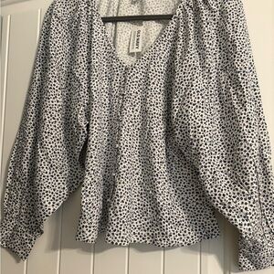 Elegant Blue and White Polka Dot Blouse